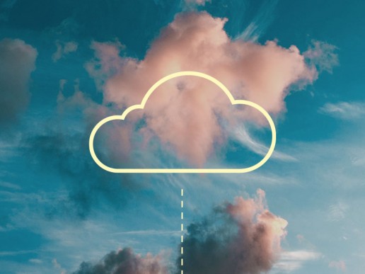 Ein Wolken Icon auf einem Wolkenbild