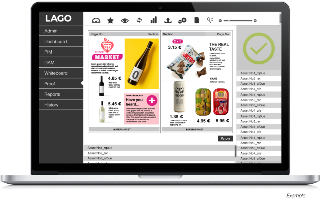 Screenshot von LAGO Proof auf einem Monitor