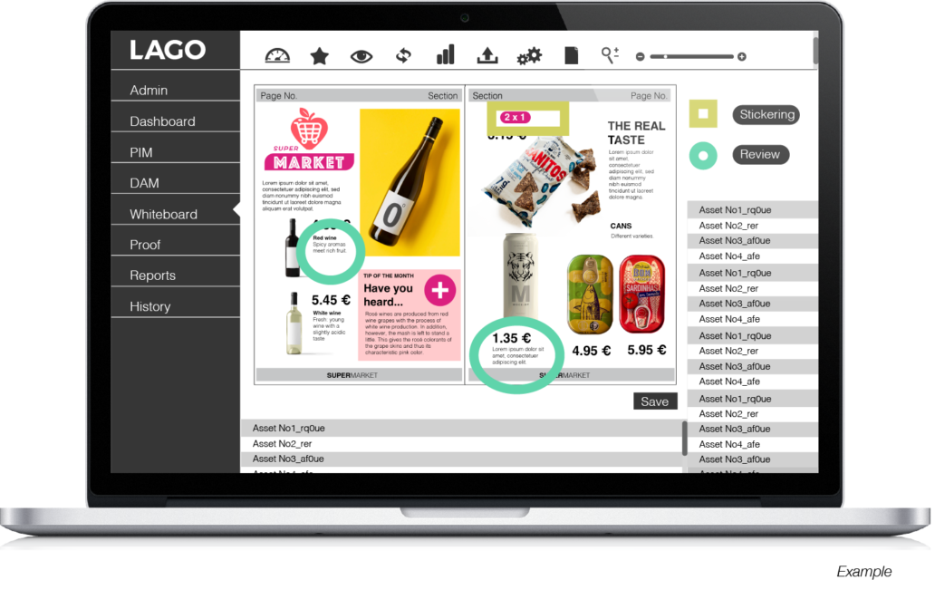 Screenshot von LAGO Whiteboard auf einem Monitor