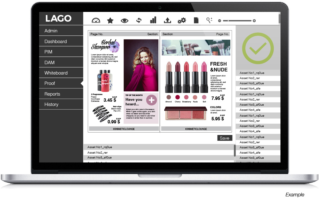 Screenshot von LAGO Proof auf einem Monitor