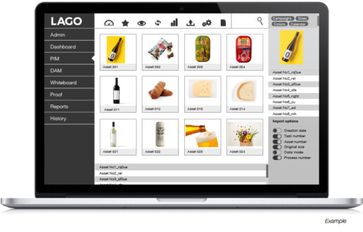 Screenshot von LAGO PIM auf einem Monitor 